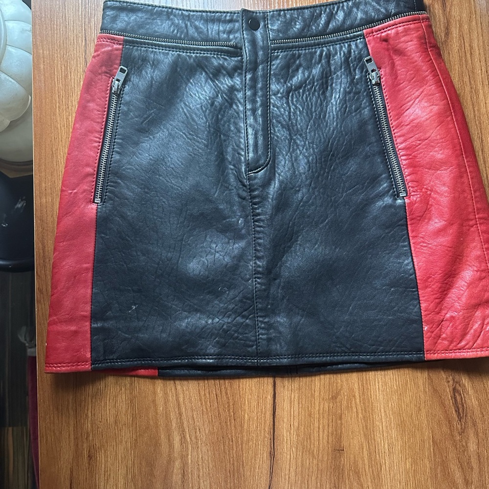 Topshop Black and Red Mini Skirt